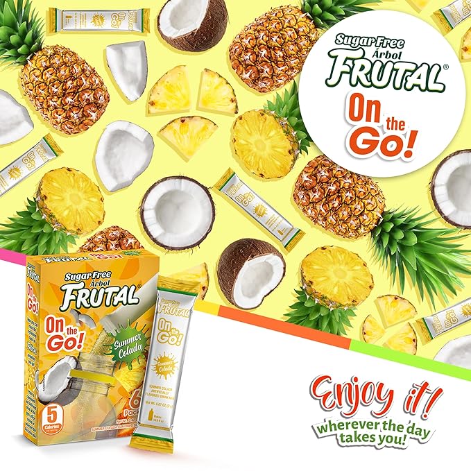 Frutal On-The-Go! | Powdered Drink Mix Pina Colada - Flavored Sugar Free! ??Single Serve On The Go!