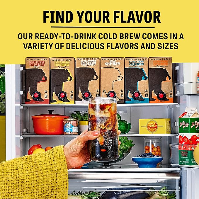Wandering Bear Straight Black Organic Cold Brew Coffee On Tap, 128 fl oz (1 gallon) - Extra Strong