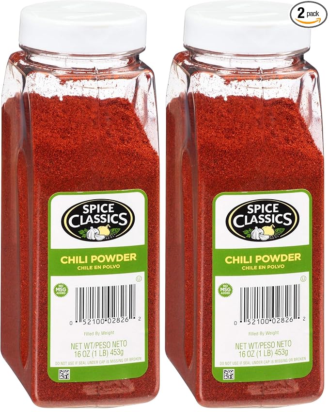 Spice Classics Chili Powder, 16 oz - One 16 Ounce Container of Ground Chili Powder Made from Chili