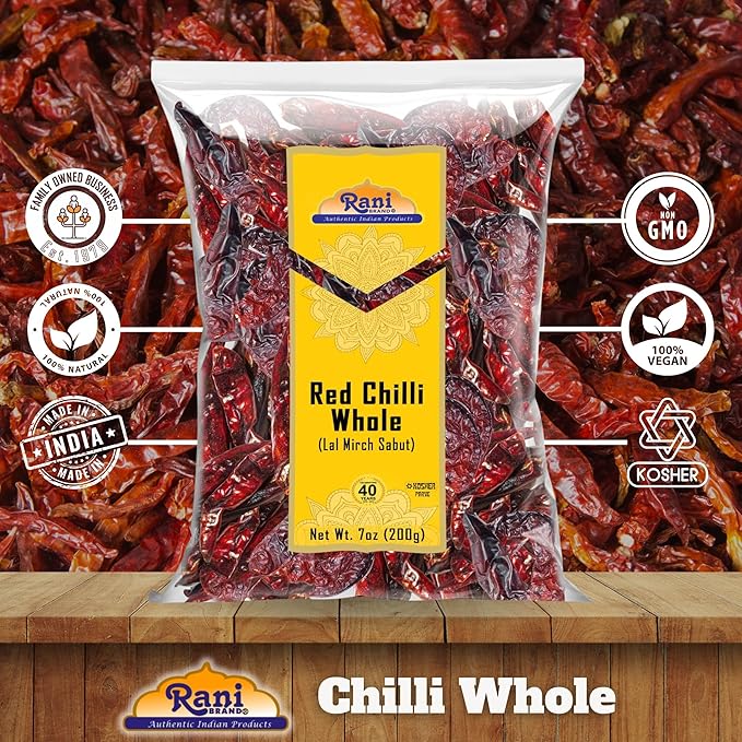Rani Chilli Whole (Lal Mirch Sabut) 7oz (200g) ~ All Natural | Vegan | No Colors | Gluten Friendly