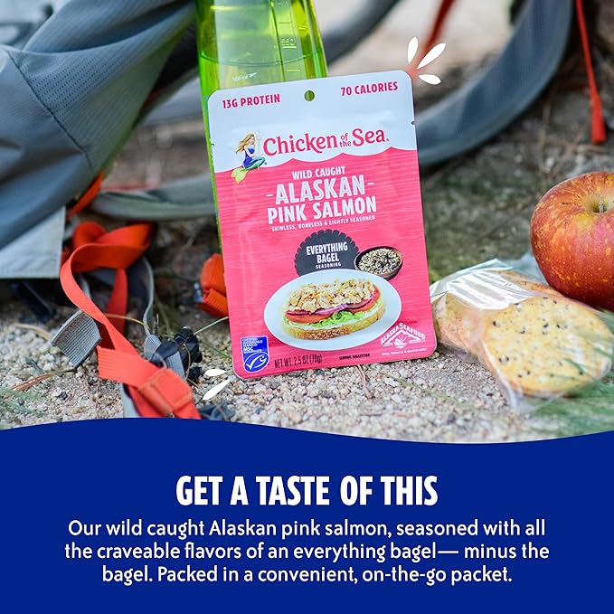 Chicken of the Sea Alaskan Pink Salmon, 2.5 oz. Packets (Box of 12), Wild Caught Salmon, Everything