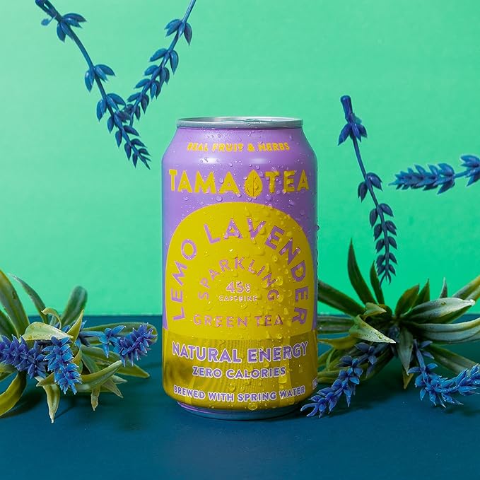 Tama Tea Sugar-Free Sparkling Green Tea, Lemo Lavender – Organic & Naturally Energizing – Zero