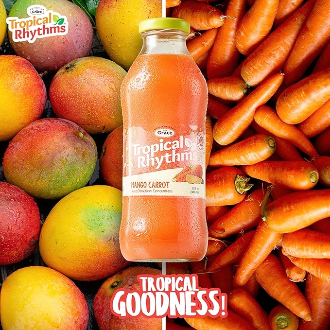Grace Tropical Rhythms Mango Carrot Juice 1 Liter (33.8oz) (Mango Carrot (3 Pack))
