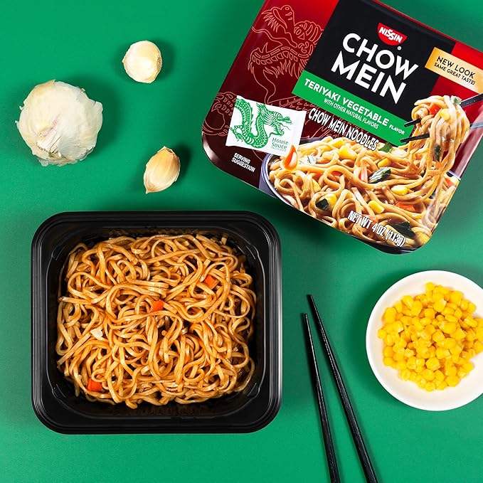 Nissin Chow Mein Noodles, Teriyaki Vegetable, 4 Ounce (Pack of 8)
