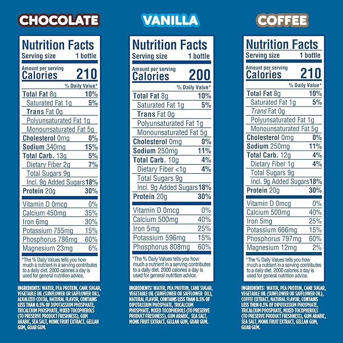 Ripple Plant Based Protein Shake Variety Pack | 20g of Quality Sourced Pea Protein, Calcium Rich |