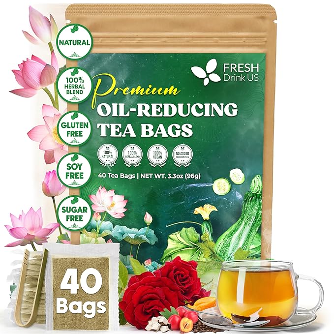 FreshDrinkUS, Oil-Reducing Herbal Tea ??40 Tea Bags | Blend of Winter Melon, Lotus Leaf, Ginger