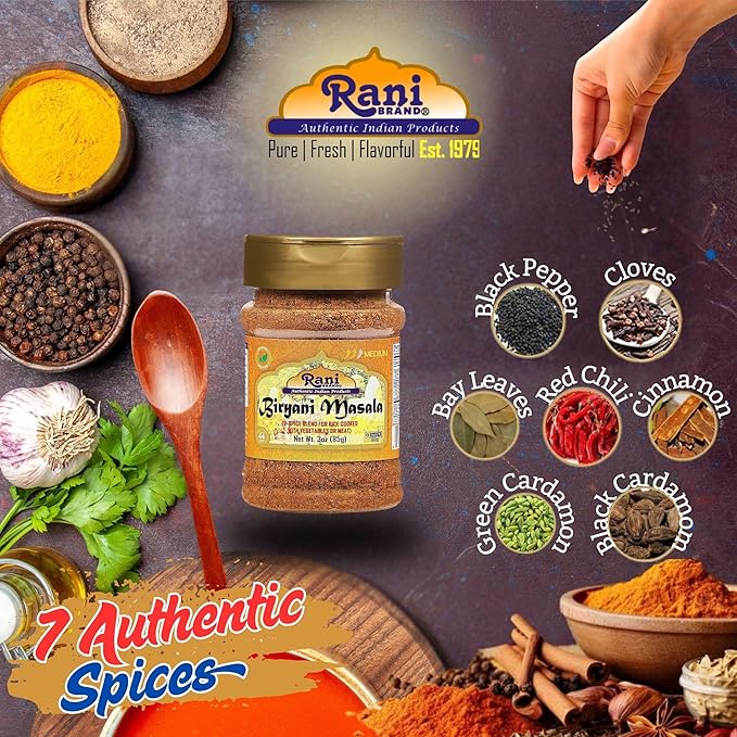 Rani Biryani Masala Curry (7-Spice Blend for Indian Rice Dishes, Pullao/Pilau) 3oz (85g) PET Jar ~