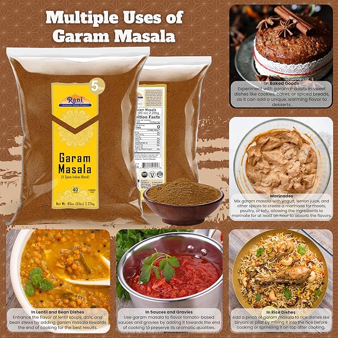 Rani Garam Masala Indian 11-Spice Blend 80oz (5lbs) 2.27kg Bulk ~ All Natural, Salt-Free | Vegan |