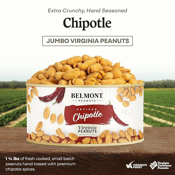 Belmont Peanuts Gourmet Chipotle & Sea Salt Virginia Peanuts, 20 oz (1 Pack) ??Simple Ingredients