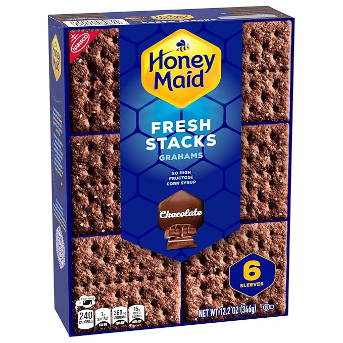 HONEY MAID Fresh Stacks Chocolate Graham Crackers, Bulk Travel Snacks, 6 Boxes (36 Multi Snack