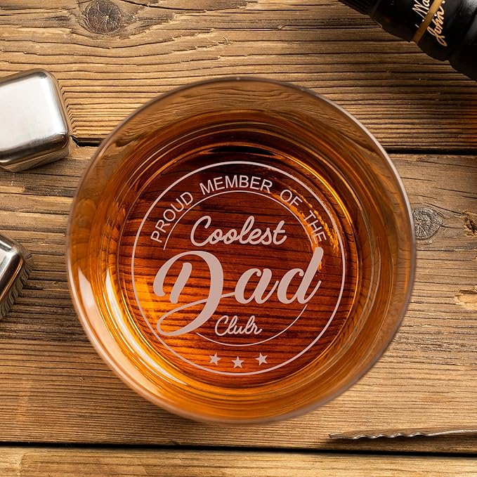 Whiskey Rocks Glass Father's Day Gift For Husband, 14.2 Oz Old Fashioned Glasses Scotch, Christmas