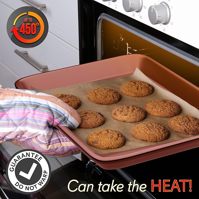 NutriChef 2-Piece Nonstick Cookie Sheets for Baking - Premium Medium & Large Size Baking Sheet Set