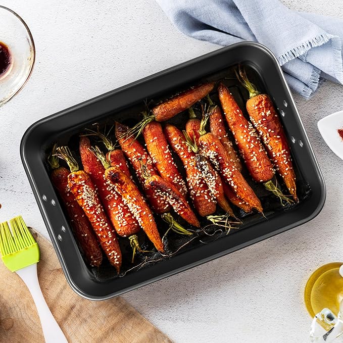 Tiawudi Lasagna Pan with Handles, 15x10x3 Inch Bakeware for Oven, Nonstick Rectangular Roasting