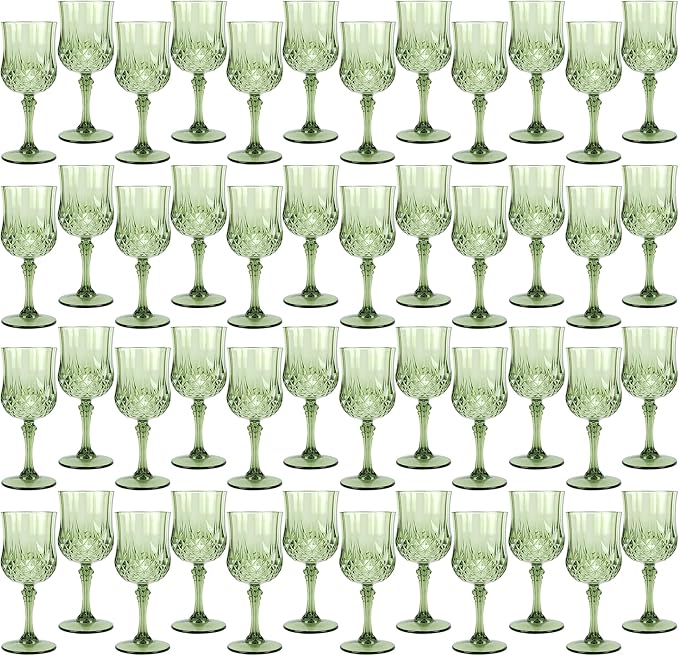 Plastic Wine Glasses，Plastic Goblets Vintage Style Cordial Drinking Glasses for Wedding Reception