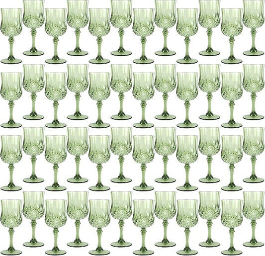 Plastic Wine Glasses，Plastic Goblets Vintage Style Cordial Drinking Glasses for Wedding Reception