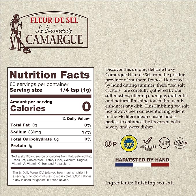 Le Saunier de Camargue Fleur de Sel – Original French Sea Salt Finishing Salt – Gourmet