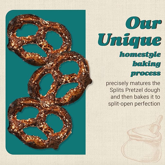 Unique Snacks Extra Dark Splits Pretzels, Original Split-Open Pretzels, Delicious Homestyle Baked