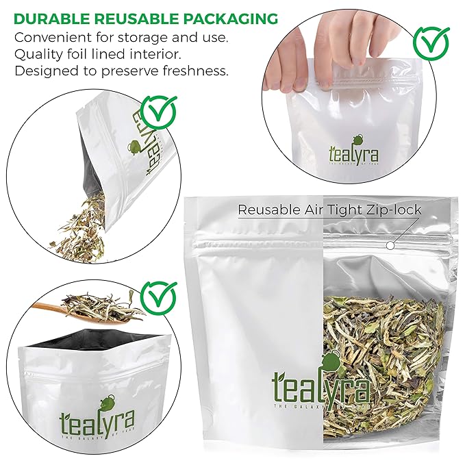 Tealyra - White Peony - Bai Mu Tan White Loose Leaf tea - Premium Chinese White Tea - Caffeine