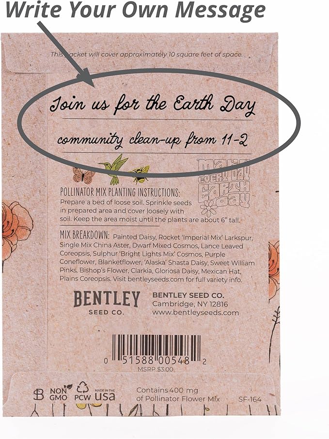 25 Earth Day 2025 Holiday Seed Packets (Wildflower Mix Seed Packets)