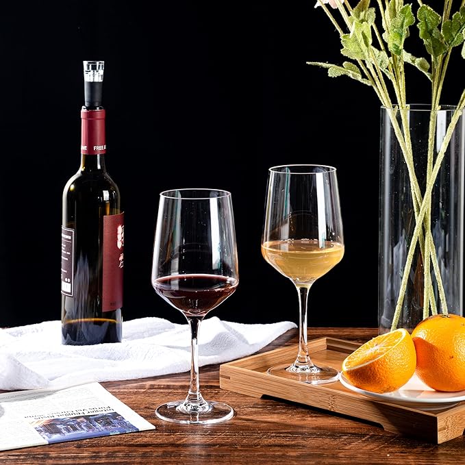 KOXIN-KARLU Unbreakable Classic 18 ounce All-Purpose Plastic Stem Wine Glasses Acrylic Glasses, Set
