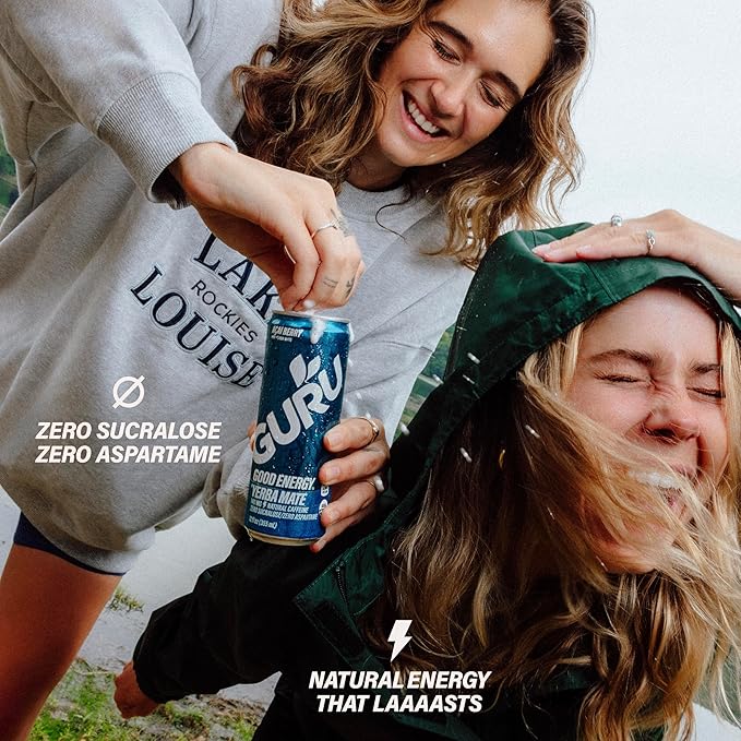 GURU Yerba Mate Organic Energy Drinks, Clean Energy Drink with Plant Based Natural Caffeine from