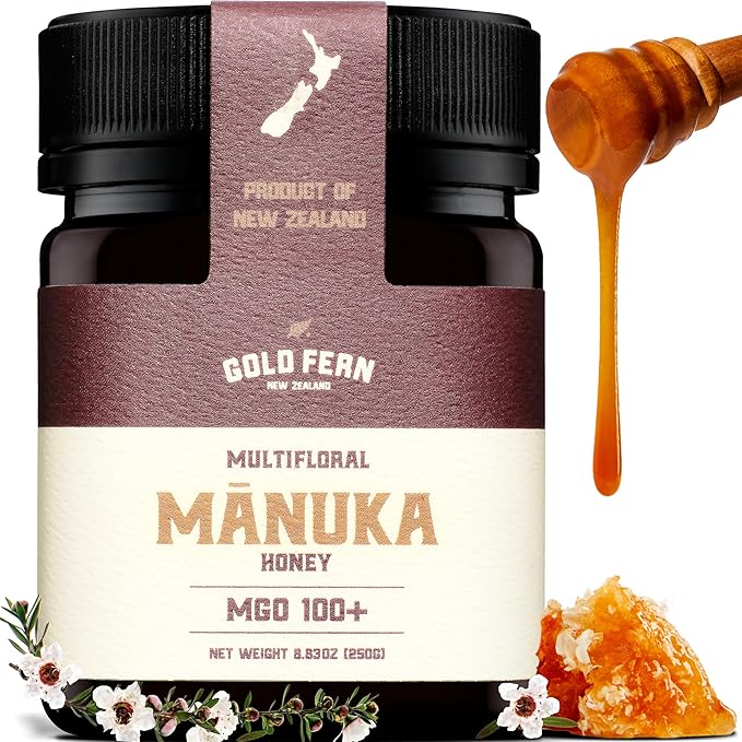 Gold Fern Honey - Raw New Zealand Manuka Honey | 8.8oz MGO 100+ | Pure, Natural, Unpasteurized, and