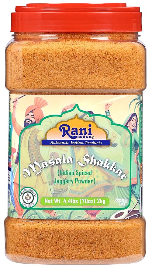 Rani Masala Shakkar (Indian Spiced Jaggery Powder) Unrefined Raw Cane Sugar 70oz (4.4lbs) 2kg PET