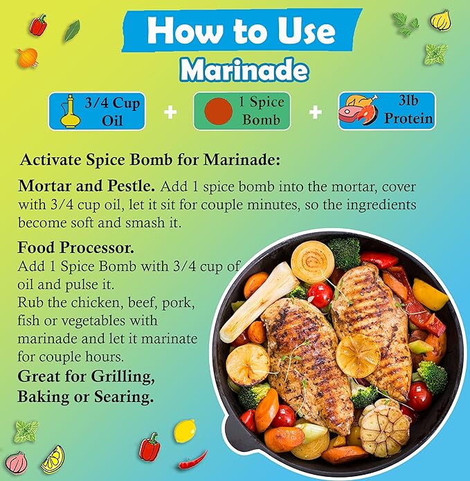 Mediterranean Spice Bombs Seasoning Pack of 4 - Spice Mix for Soup Stew Marinade