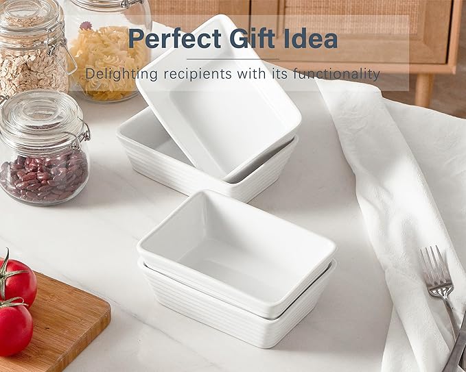 ONEMORE Small Baking Dish, Rectangle Ceramic Baking Dish for Oven, Individual Casserole Dishes for