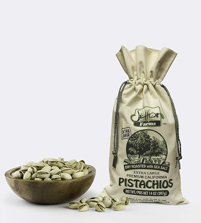 Setton Farms Premium California Pistachios Dry Roasted with Sea Salt Burlap Large Gift Bag| 14 Ounce