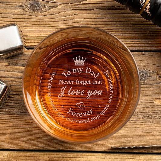 To My Dad - Personalized Whiskey Rocks Glass Father's Day Gift For Husband, Chrismas Birthday Gifts