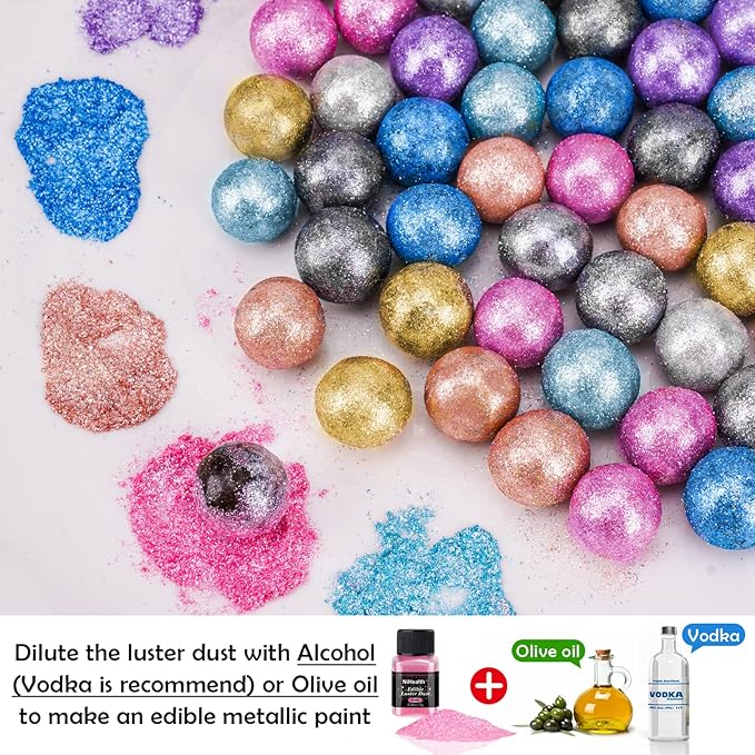 NiHome Edible Food-Grade Glitter Powder Glimmer Luster Dust Metallic Fancy Food Decorating Sprinkle