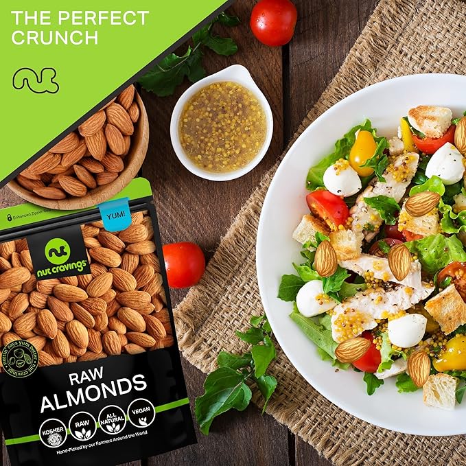 NUT CRAVINGS - Raw Whole Almonds, Unsalted, Shelled, (32oz - 2 LB) Bulk Nuts Packed Fresh in