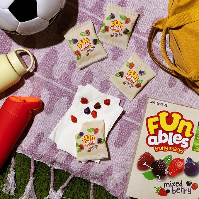 Funables Fruit Snacks, Mixed Berry Snacks, 2.5 Ounce Pouches (Pack of 48)