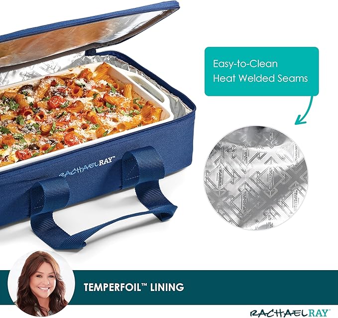 Rachael Ray Lasagna Lugger, Thermal Insulated Casserole Carrier for Hot or Cold Food, Lugger Tote