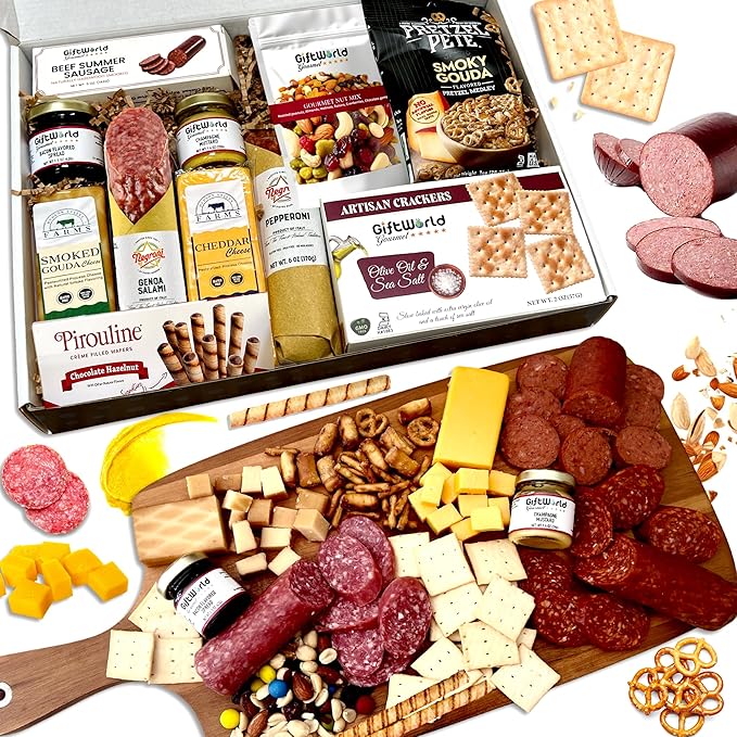 GIFTWORLD Deluxe Meat & Cheese Gift Basket