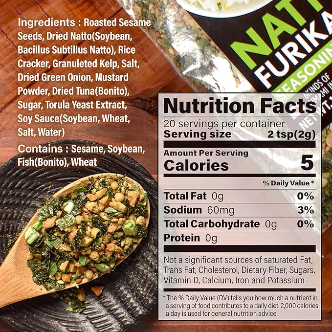 YAMASAN KYOTO UJI Japanese Natto Furikake Seasoning, Super Food Natto, Freeze-Dried Natto,6 Kinds