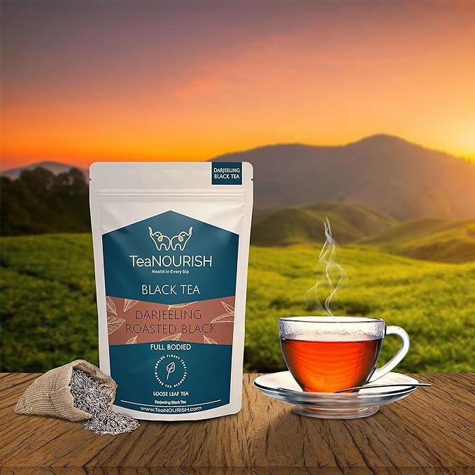 TeaNOURISH Darjeeling Roasted Black Tea | Darjeeling Loose Leaf Tea | Full Bodied & Robust |