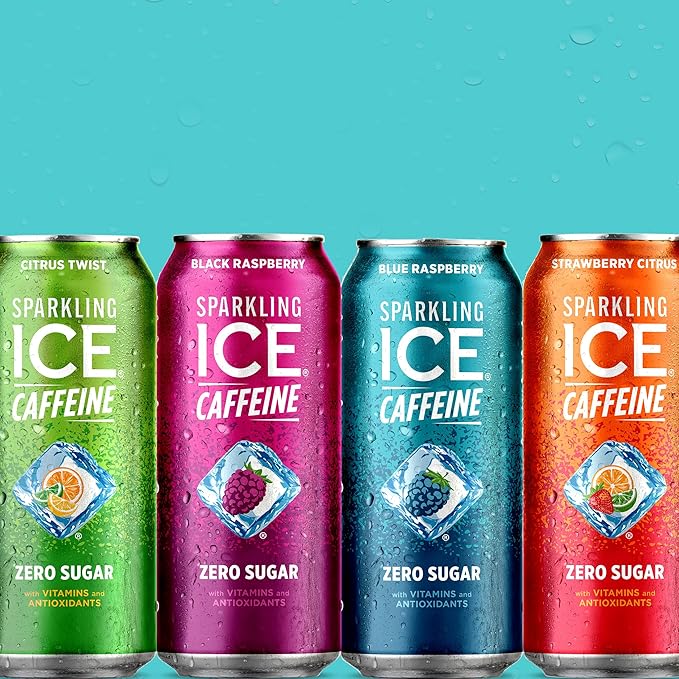 Sparkling Ice Caffeine Variety Pack, Flavored Sparkling Water, Zero Sugar, with Vitamins and