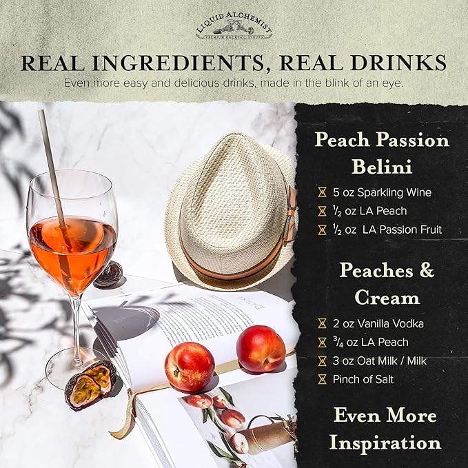 Liquid Alchemist Peach Syrup for Drinks - Real Ingredients Make our Peach Puree for Cocktails a