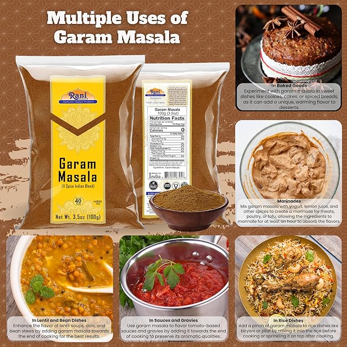 Rani Garam Masala Indian 11-Spice Blend 3.5oz (100g) ~ All Natural, Salt-Free | Vegan | No Colors |