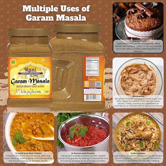 Rani Garam Masala Indian 11-Spice Blend 32oz (2lbs) 908g PET Jar ~ All Natural, Salt-Free | Vegan |