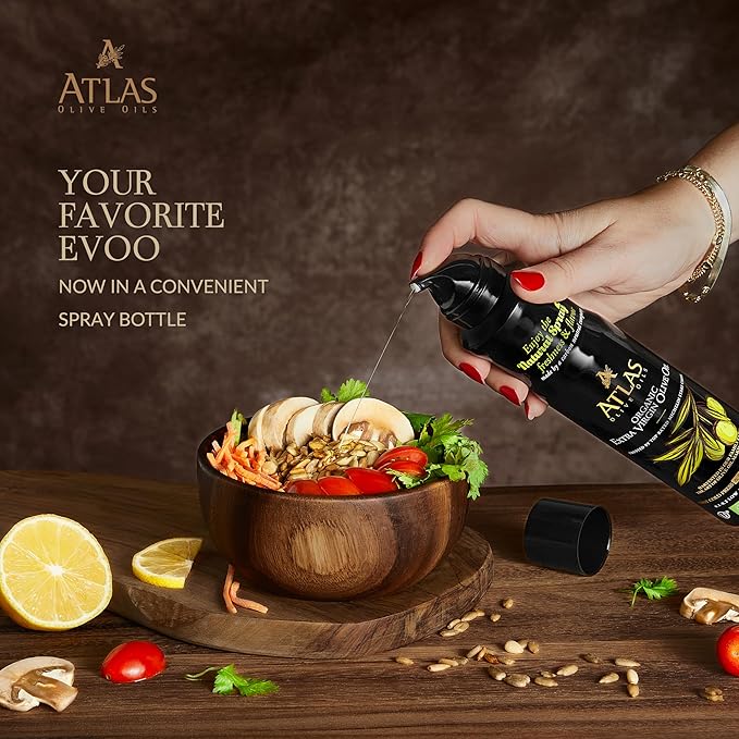 Cooking Oil by Atlas, Extra Virgin Olive Oil Spray, Dual Function Spray and Stream, 5.4 fl oz, 6