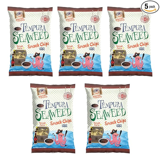 Japanese Tempura Seaweed Chips, Noriten ??Teriyaki Flavor | 0.95oz x 5 Pack | Made in Japan by