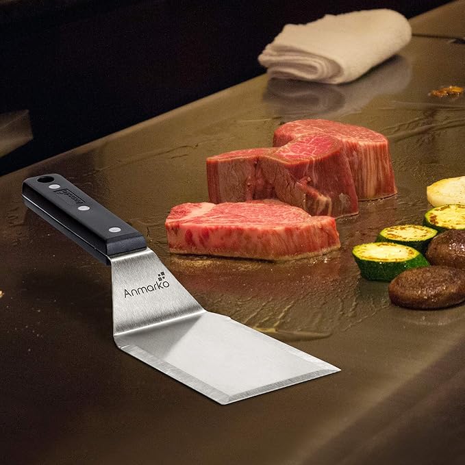 Anmarko Grill Spatula Set - Long Metal Spatula Spatula - Griddle Scraper and Pancake Flipper or