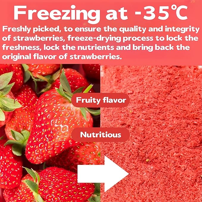 Freeze-Dried Strawberry Powder 3.5oz (100g) - 100% Strawberry Fruit Powder, No Sugar Added, Perfect