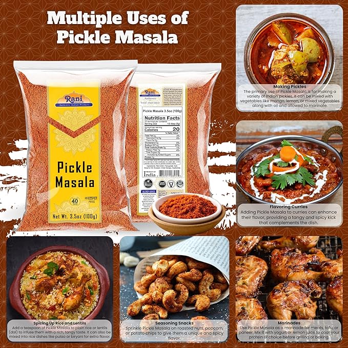 Rani Pickle (Achar) Masala Indian Spice Blend 3.5oz (100g) ~ All Natural | Vegan | Gluten Friendly