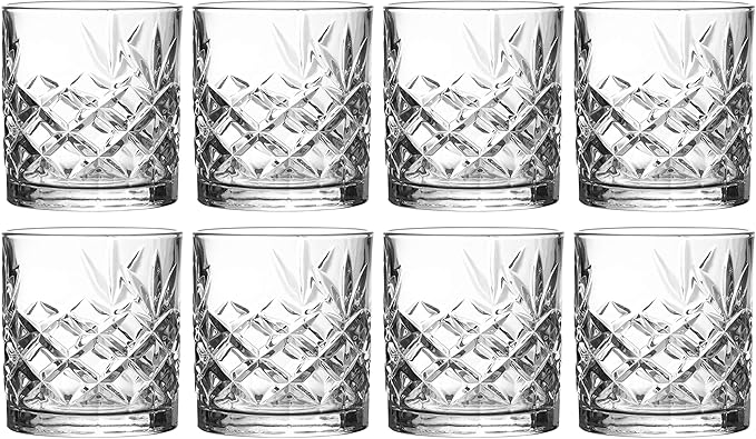Royalty Art Whiskey Glasses - Set of 4 Premium Crystal Tumblers with The Distinctive Kinsley Design