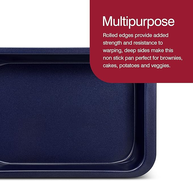 Zyliss E980190 Non-Stick Oven Tray | 30cm x 20cm | Carbon Steel | Dark Blue | Baking