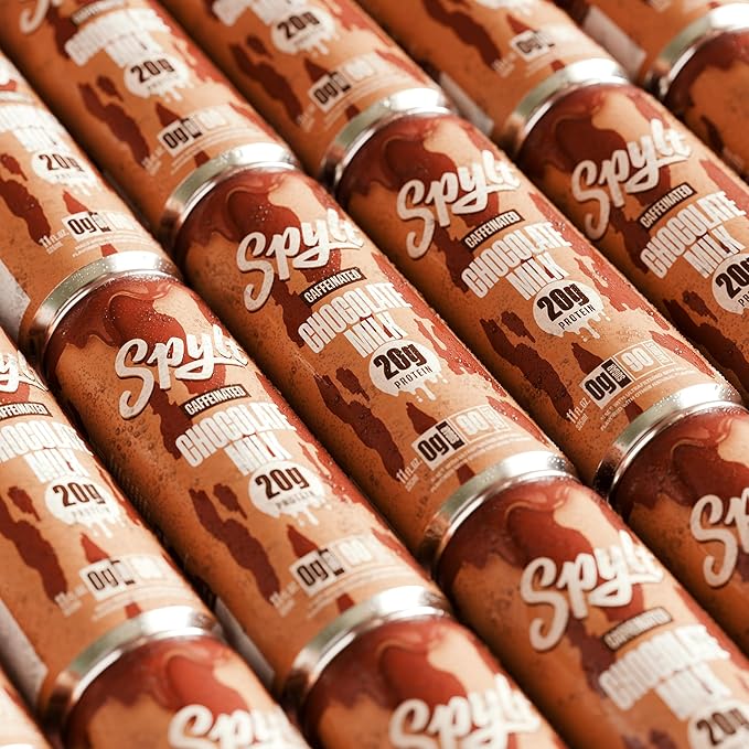 High Protein Chocolate Milk with 60mg Caffeine & 20g Protein - 90 Calories, Ready to Drink, Sugar